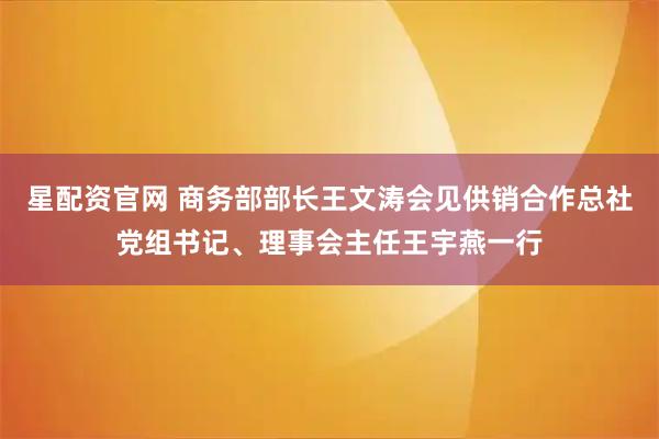 星配资官网 商务部部长王文涛会见供销合作总社党组书记、理事会主任王宇燕一行
